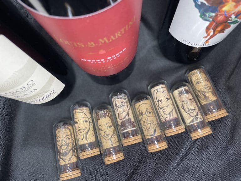 Wine corks with faces drawn on them