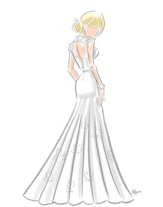 Fashion Sketch of a bride in a wedding dress