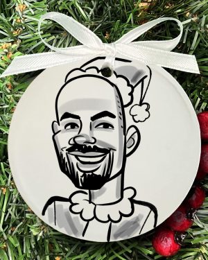ornament with person's face drawn on it