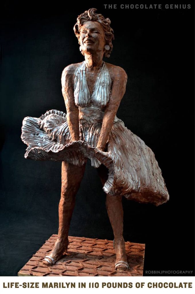 life-size marilyn monroe statue made of chocolate