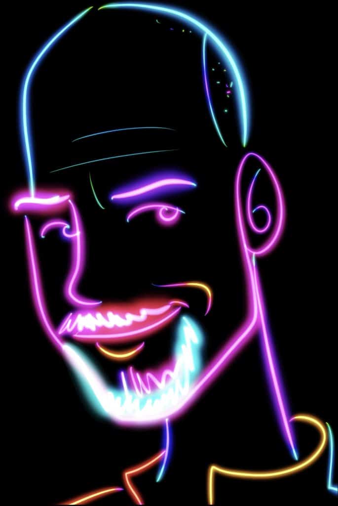neon digital portrait of man