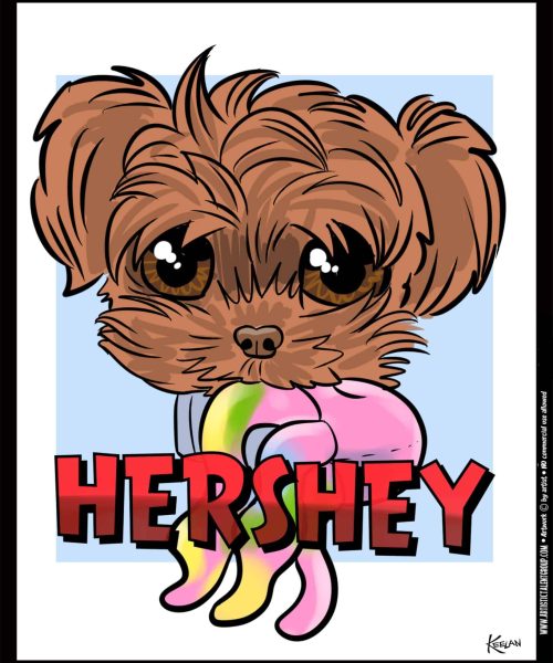 digital caricature of a dog named hershey