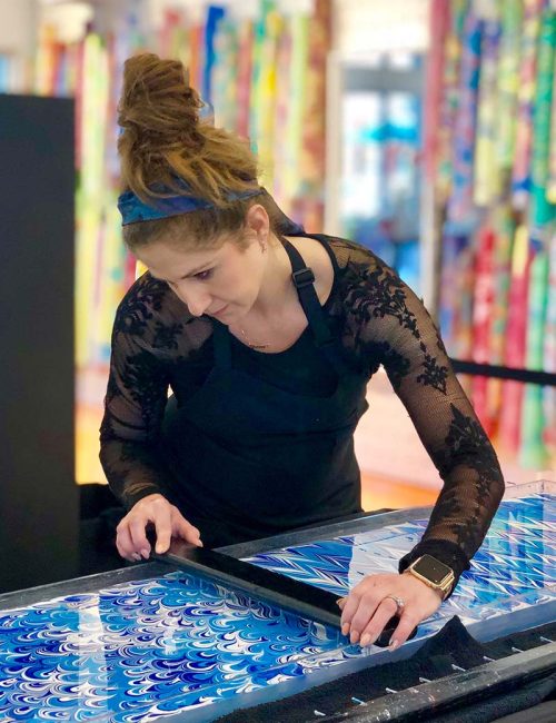 Woman doing artistic marbling